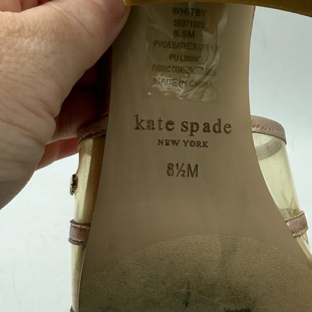 Kate Spade Whitby Slide Sandals | Rose Gold Cork Heels | Size 8.5M - Picture 10 of 11